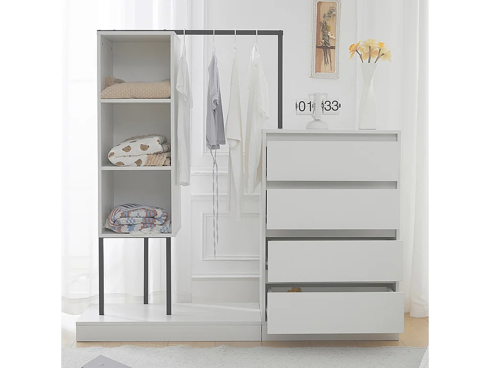 Commode blanc armoire buffet tringle à vêtements
