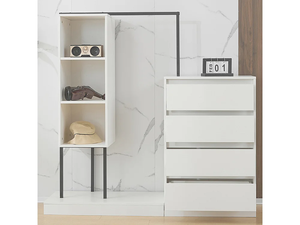 Commode blanc armoire buffet tringle à vêtements