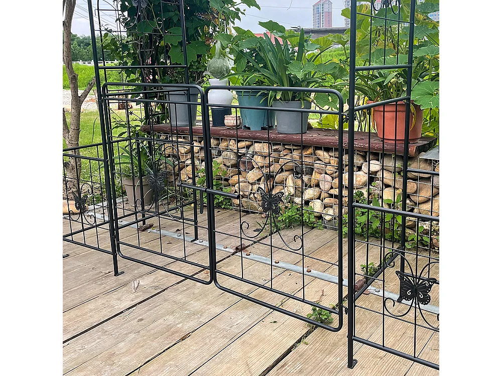 Arche jardin treillis plantes grimpantes avec portail arche métal durable extérieur mariage cérémonie fête plantes roses grimpantes pelouse cour noir
