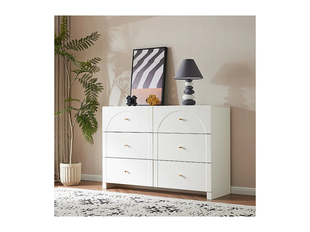 Commode buffet blanc 6 tiroirs salon chambre