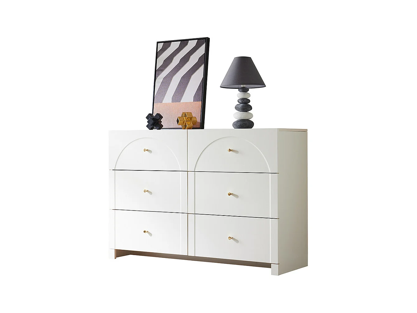 Commode buffet blanc 6 tiroirs salon chambre