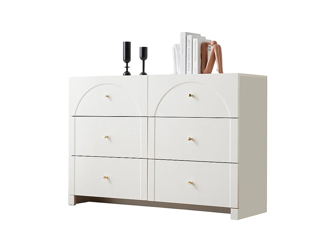 Commode buffet blanc 6 tiroirs salon chambre