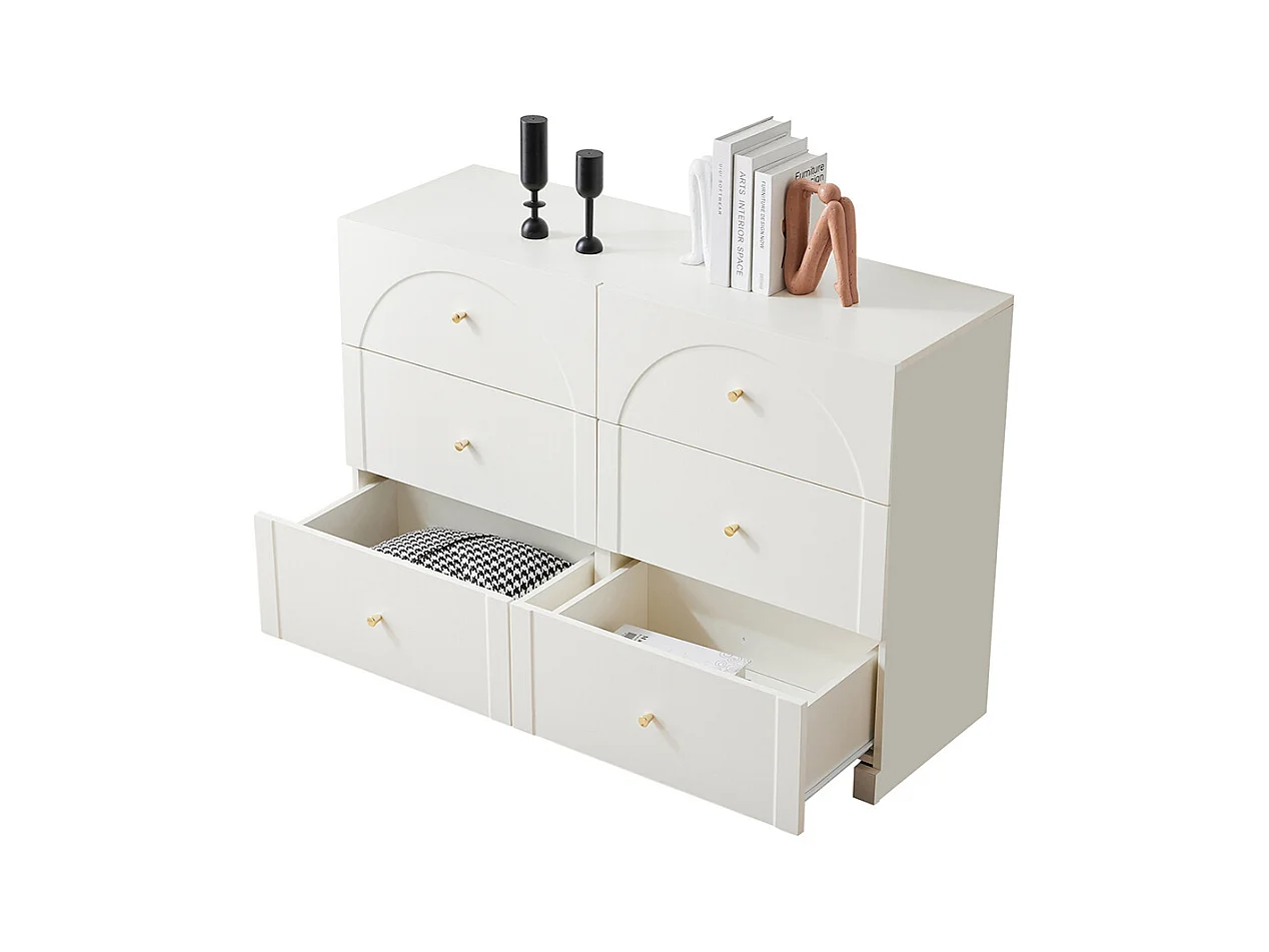 Commode buffet blanc 6 tiroirs salon chambre