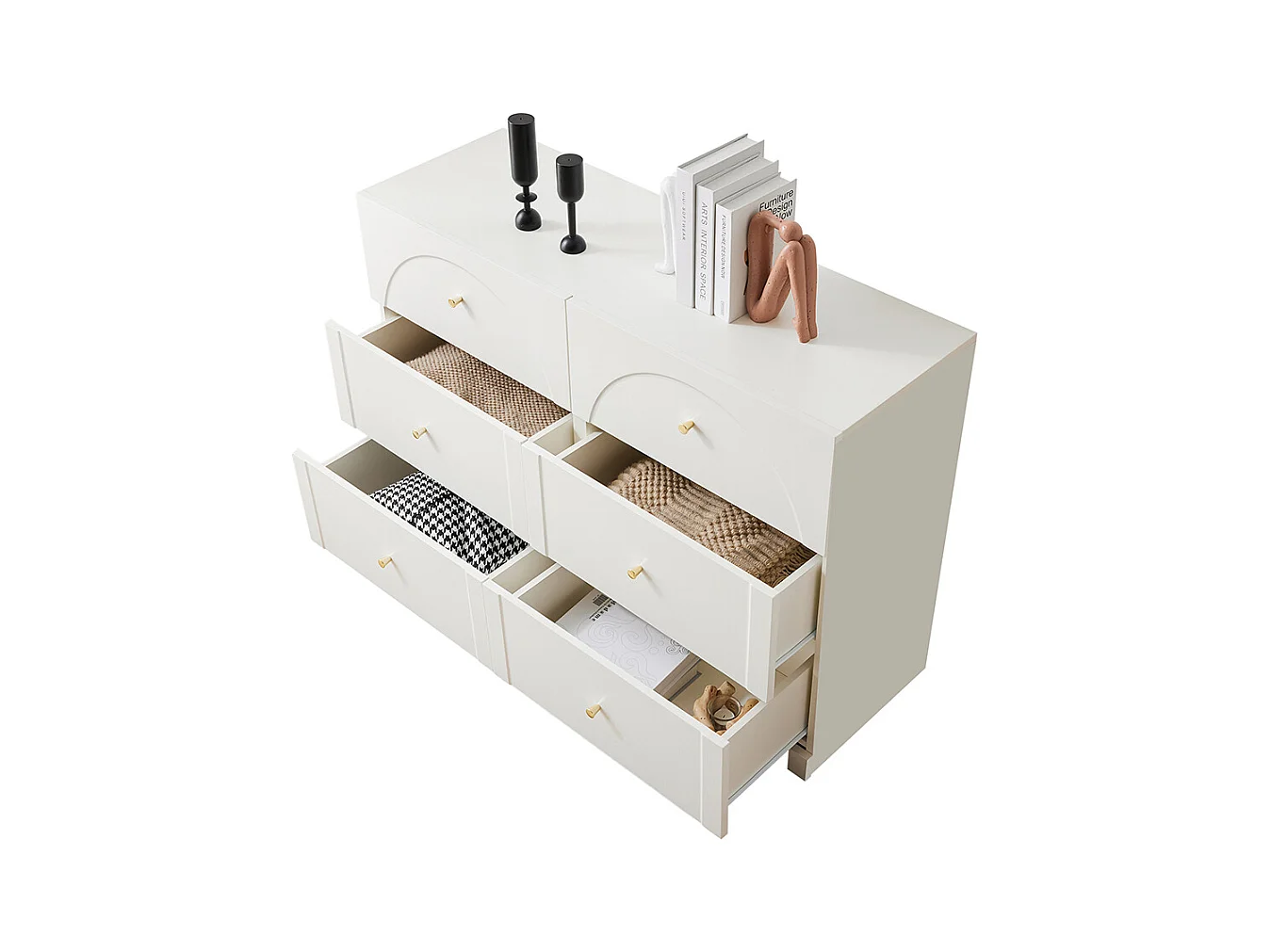 Commode buffet blanc 6 tiroirs salon chambre