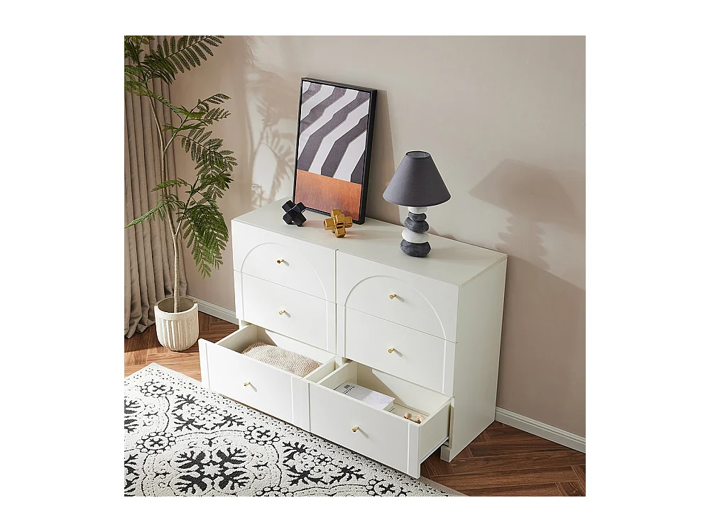 Commode buffet blanc 6 tiroirs salon chambre
