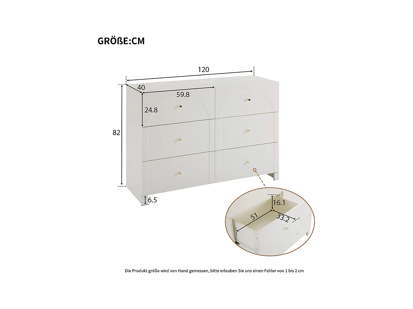 Commode buffet blanc 6 tiroirs salon chambre