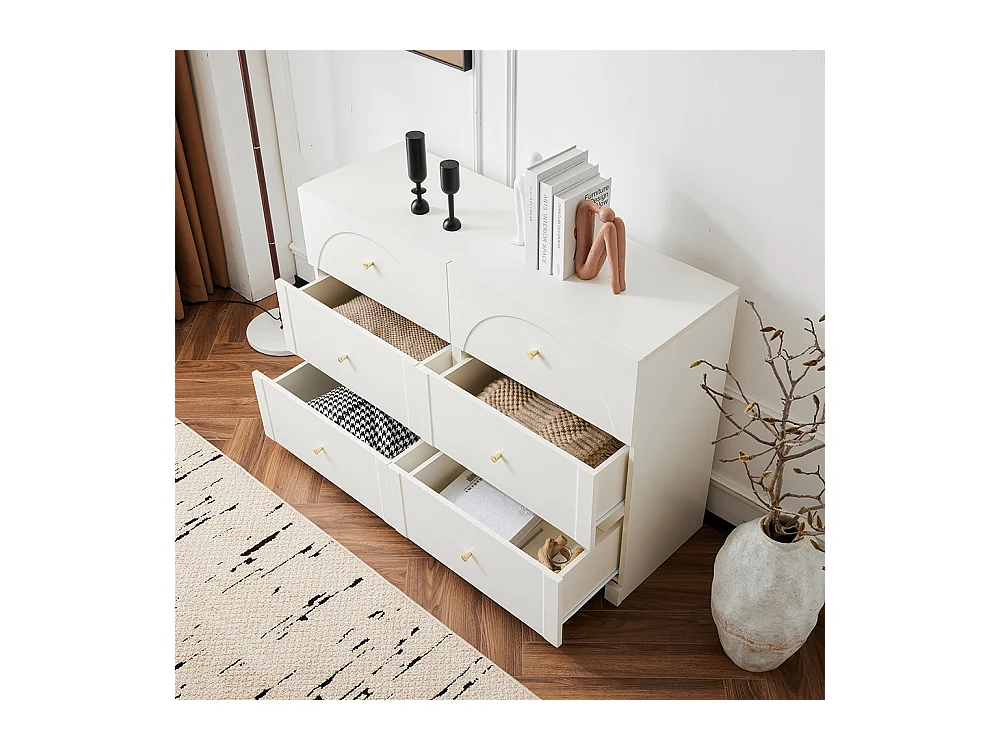 Commode buffet blanc 6 tiroirs salon chambre