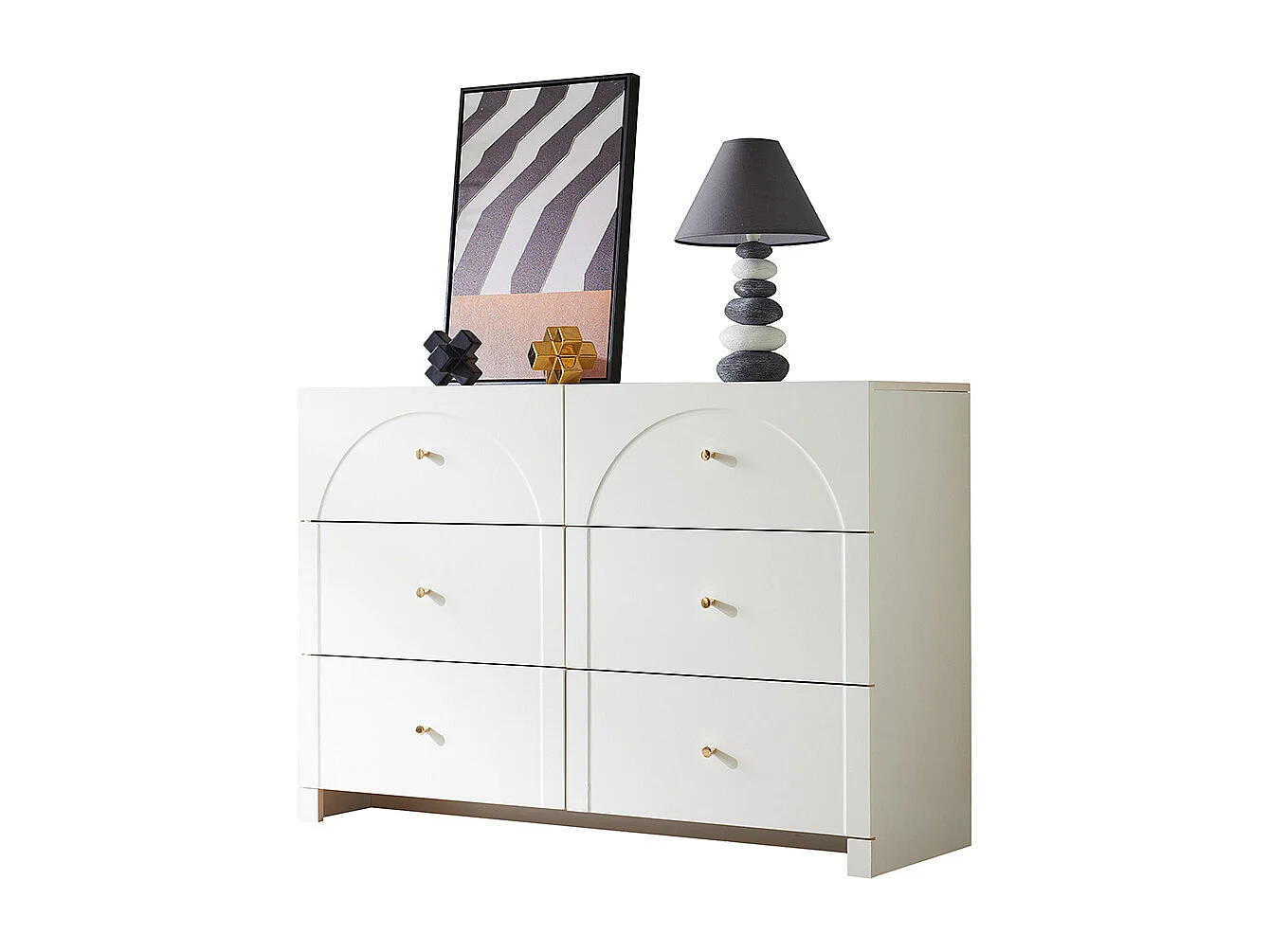 Commode buffet blanc 6 tiroirs salon chambre