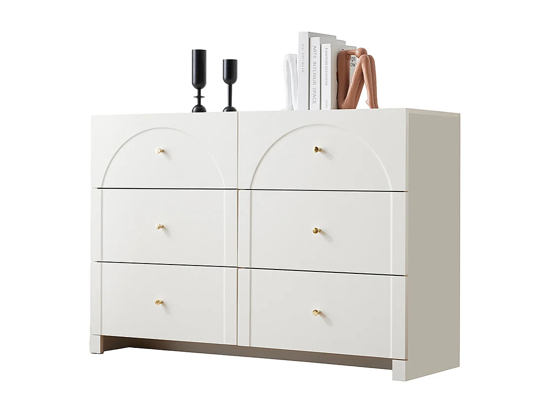 Commode buffet blanc 6 tiroirs salon chambre