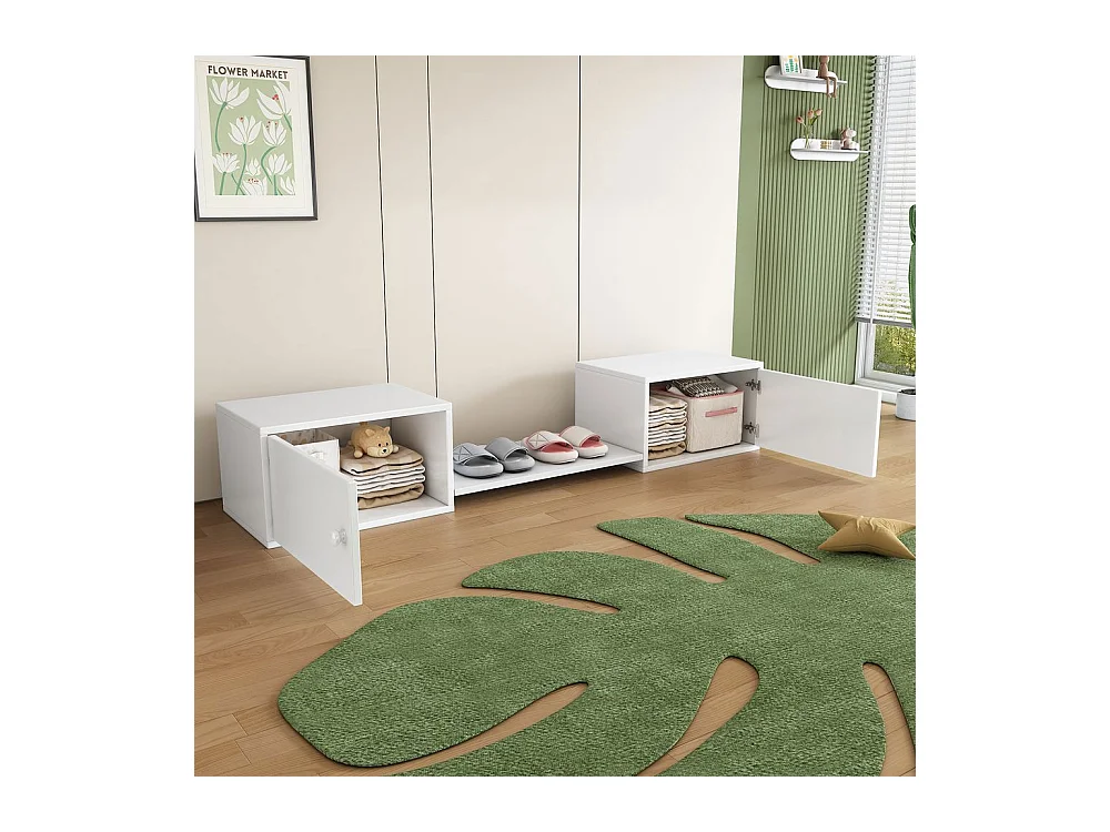 Meuble à chaussures d'entrée polyvalent changement chaussures compatible lits superposés blanc