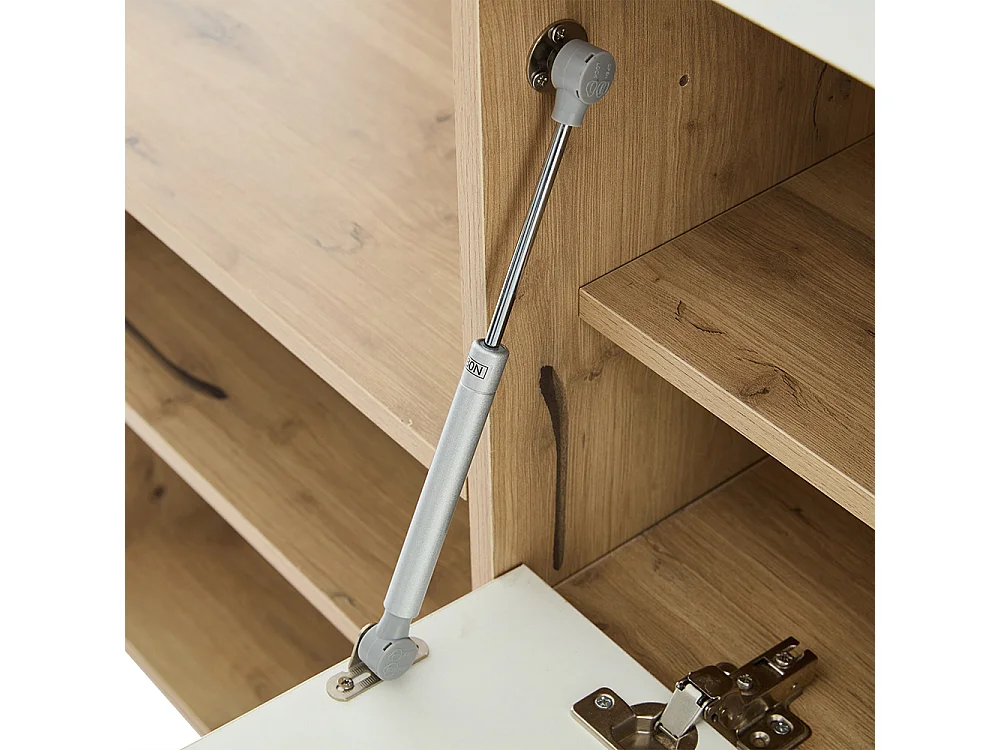 Garderobekast 100x38x190 cm wit spiegel bank schoenenlade opbergkasten