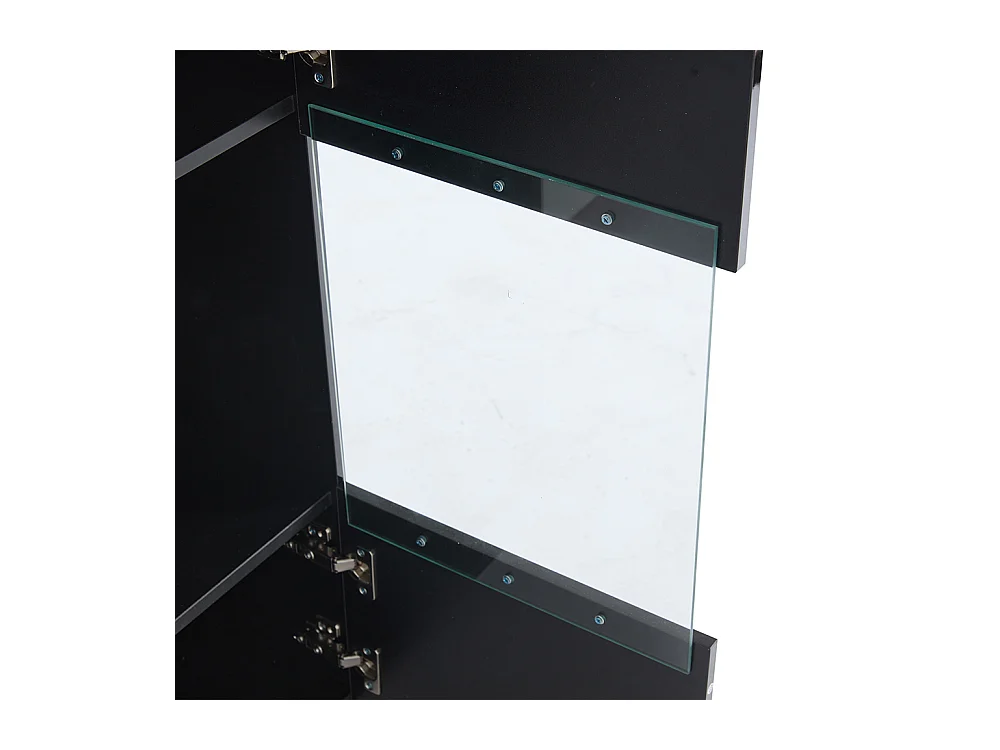Étagère murale 4 pièces noir LED portes verre trempé application éclairage intelligent