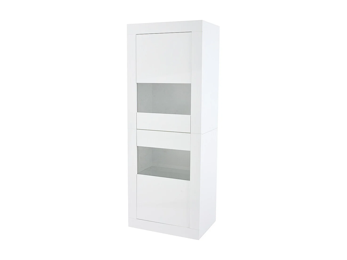 Vitrine 61x42x162 cm blanc brillant LED tablette verre armoire haute