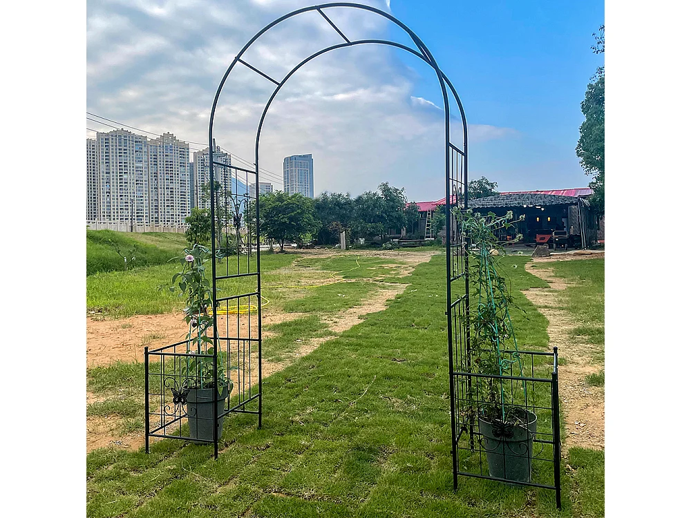 Arche jardin treillis plantes grimpantes arche métal durable extérieur mariage cérémonie fête plantes roses grimpantes pelouse cour noir