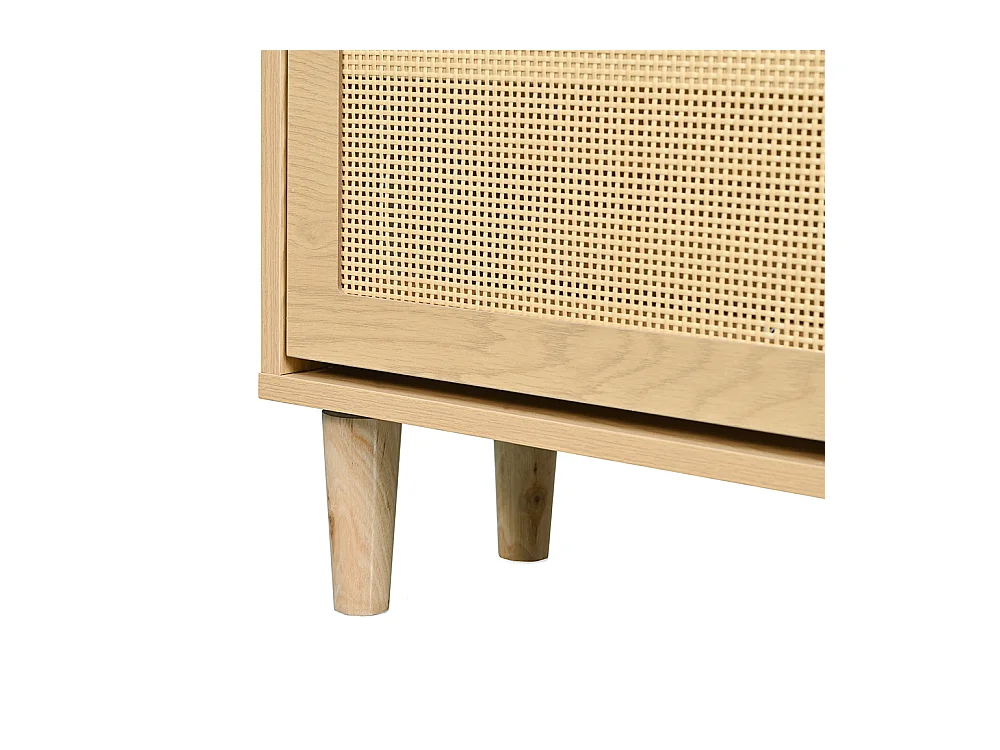 Commode naturel 6 tiroirs buffet bois poignées métalliques chambre salon bureau espace rangement