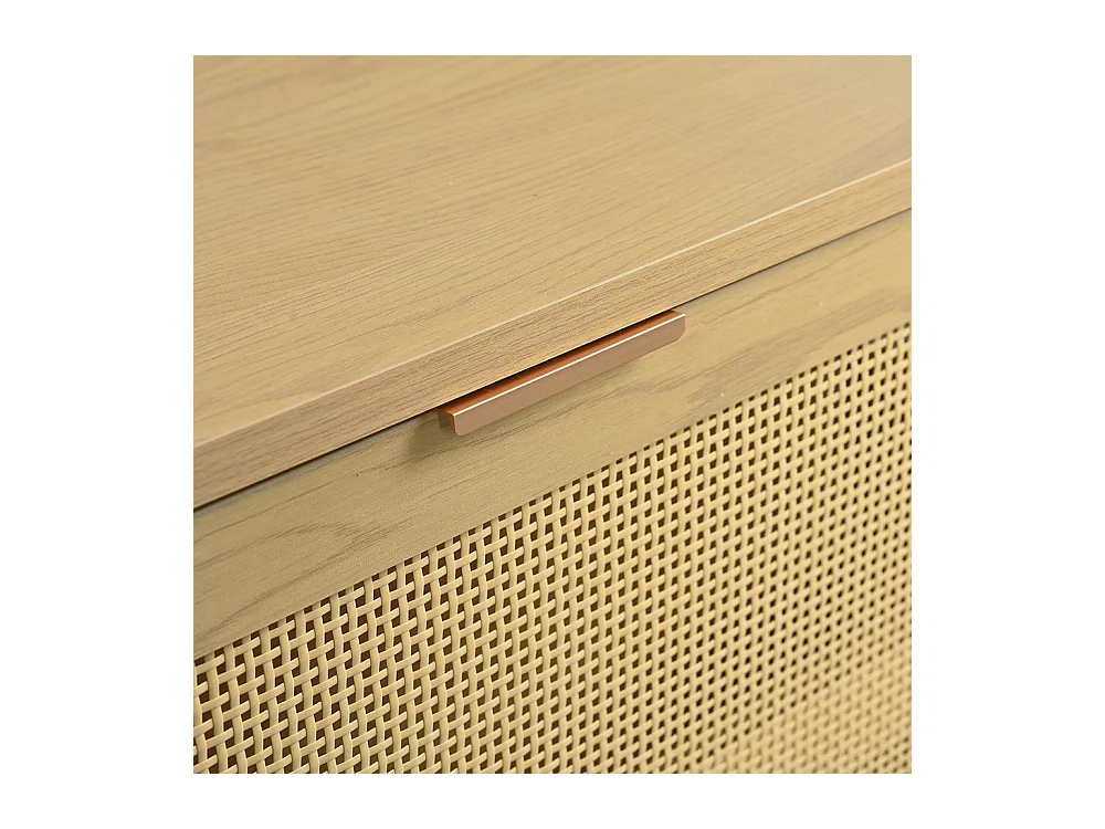 Commode naturel 6 tiroirs buffet bois poignées métalliques chambre salon bureau espace rangement