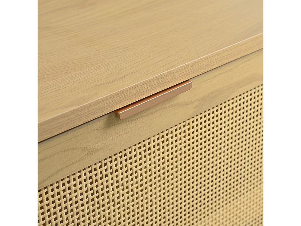 Commode naturel 6 tiroirs buffet bois poignées métalliques chambre salon bureau espace rangement