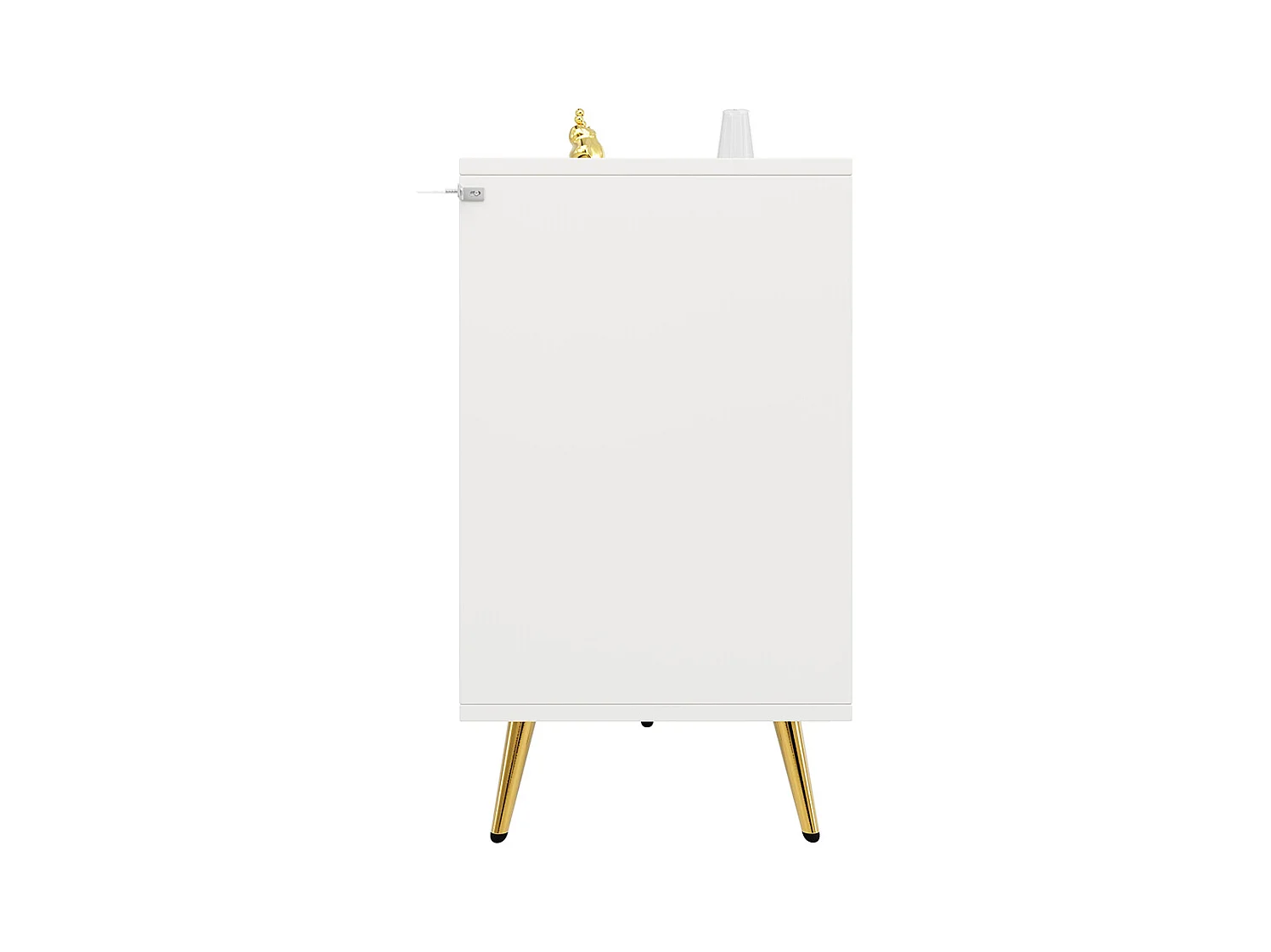 Commode à tiroirs meuble salle à manger blanc simple moderne design portes darmoire trois dimensions pieds dorés 6 tiroirs spacieux