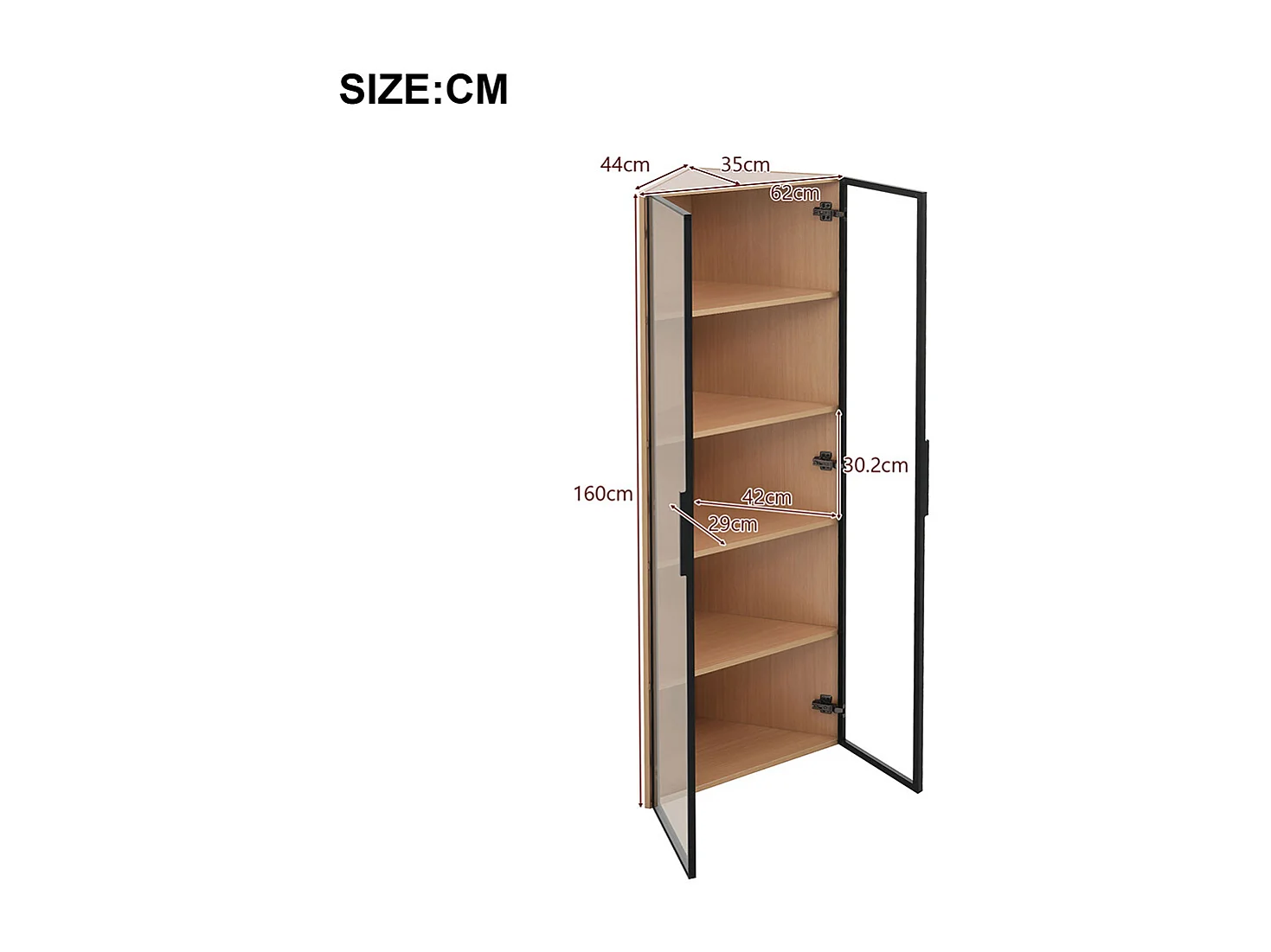 Vitrine LED chêne bande lumineuse verre trempé étanche étagères angle collections bibliothèque vin salle bain