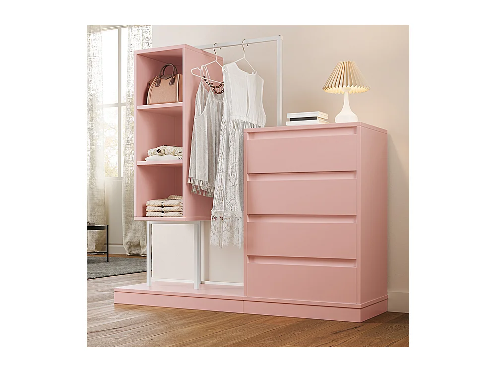 Commode rose armoire buffet tringle à vêtements