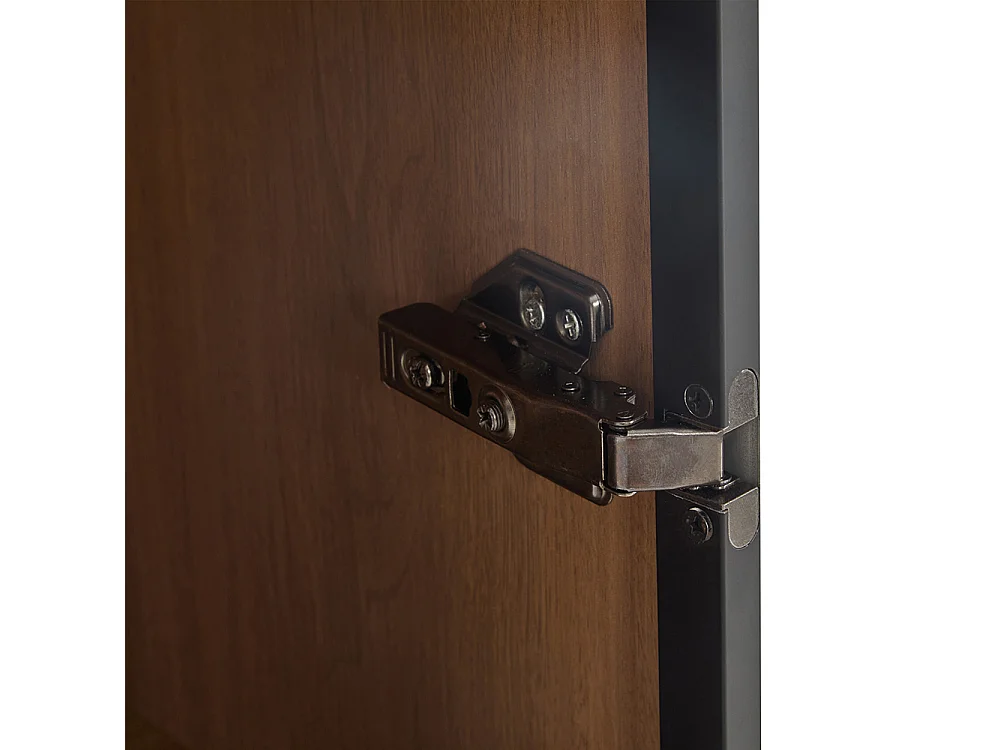 Vitrine verre éclairage noir 3 étagères salon marron