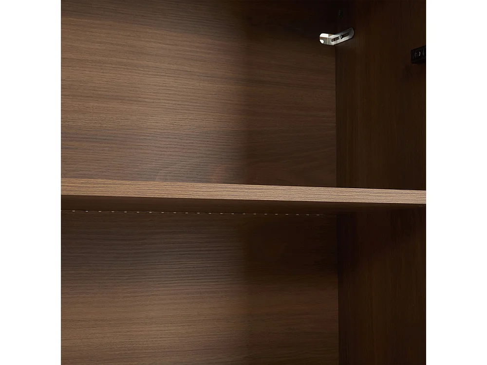 Vitrine verre éclairage noir 3 étagères salon marron