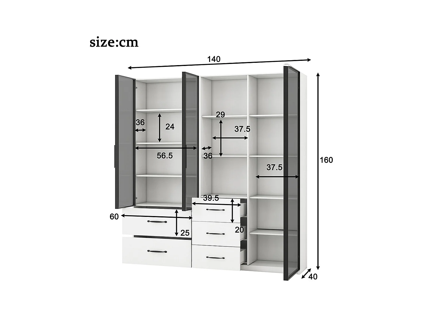 Vitrine LED armoire multifonction compartiments verre ouverts charnières douces LED multicolore étanche poussière