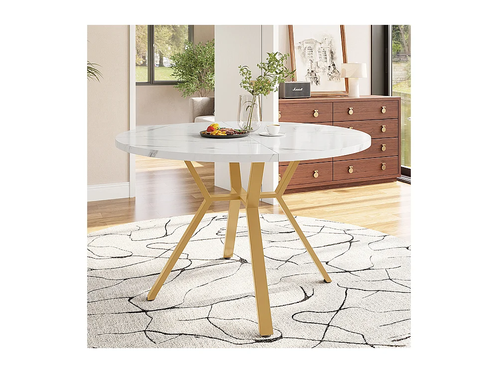 Ensemble table à manger 5 pièces table ronde marbre moderne pieds dorés 4 chaises ergonomiques velours gris