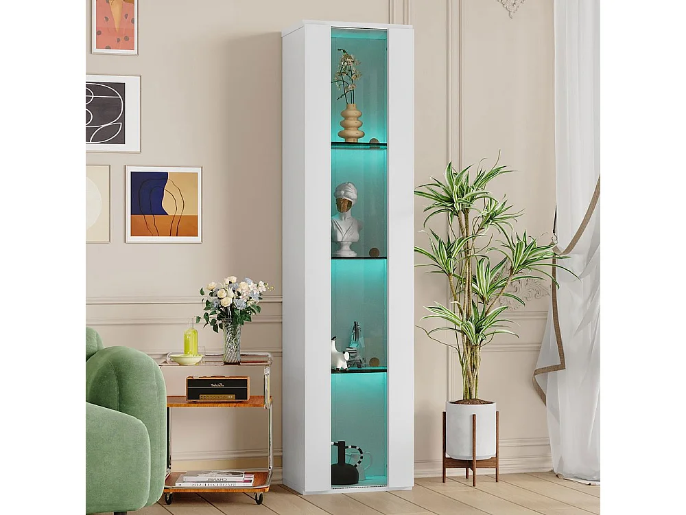 Vitrine cloison en verre éclairage LED à changement de couleur télécommande/réglage via application plaque blanc