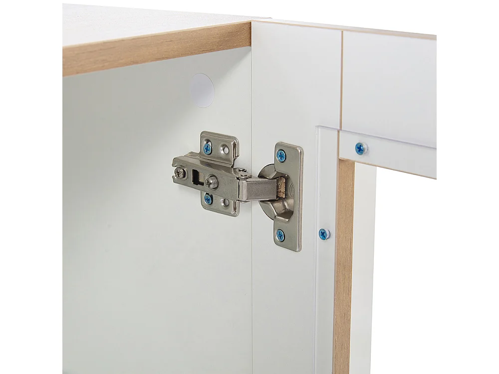 Vitrinekast 74x40x120 cm 3 transparante deuren LED glazen planken lade 120 cm