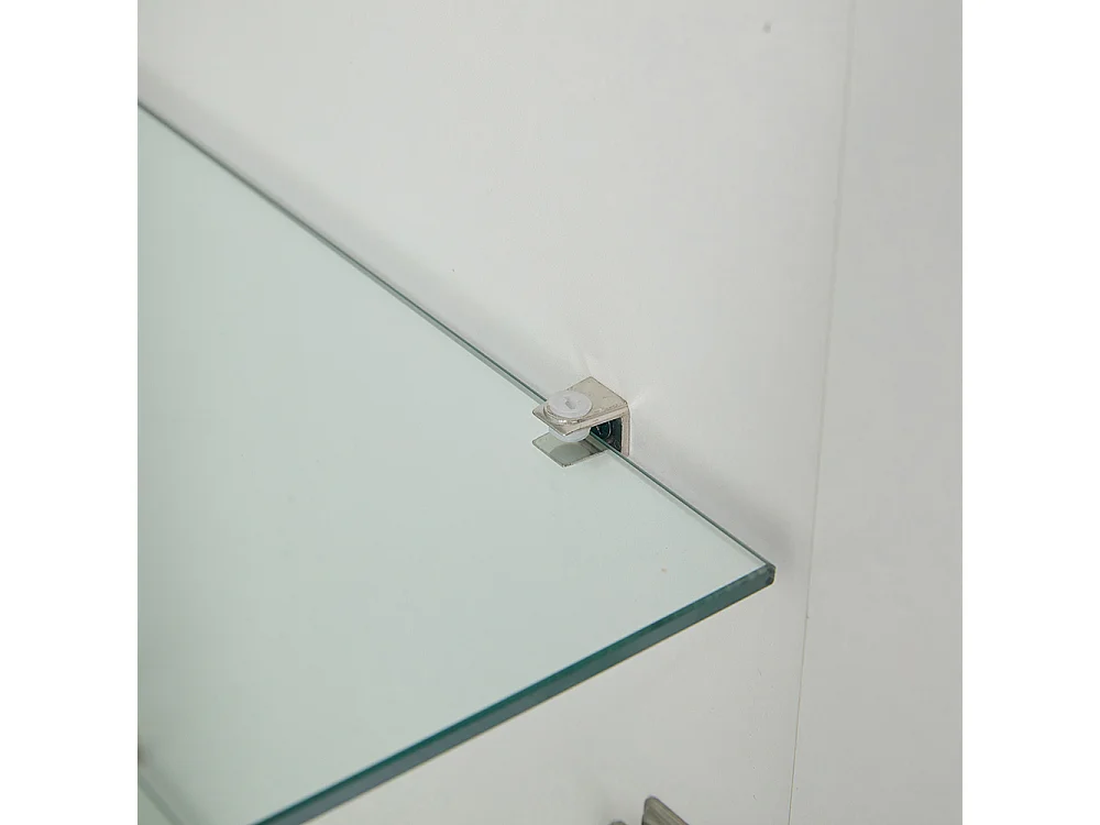 Vitrinekast 74x40x120 cm 3 transparante deuren LED glazen planken lade 120 cm