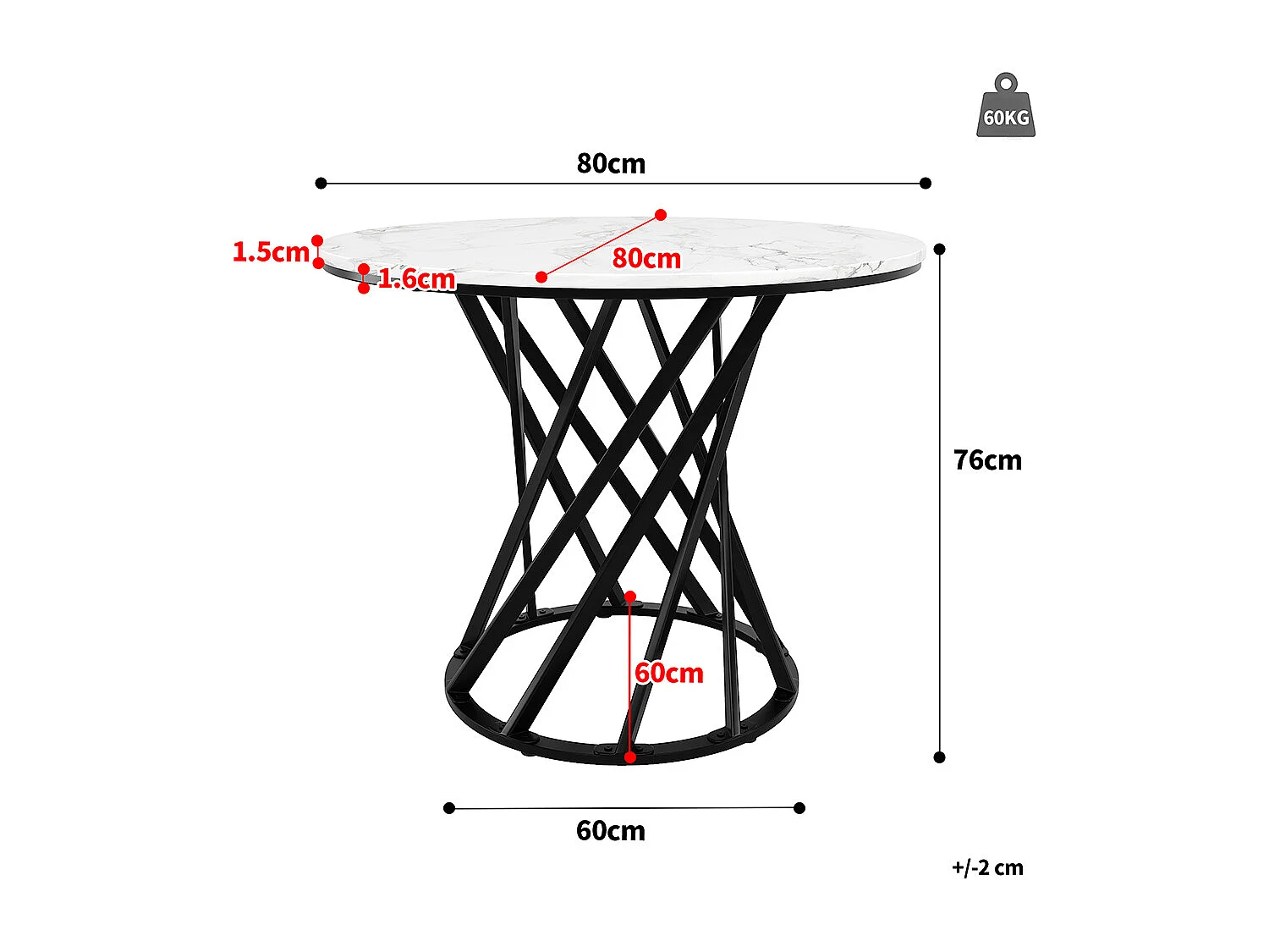 Ensemble table à manger 5 pièces moderne table ronde 80cm pieds noir plateau blanc chaises velours