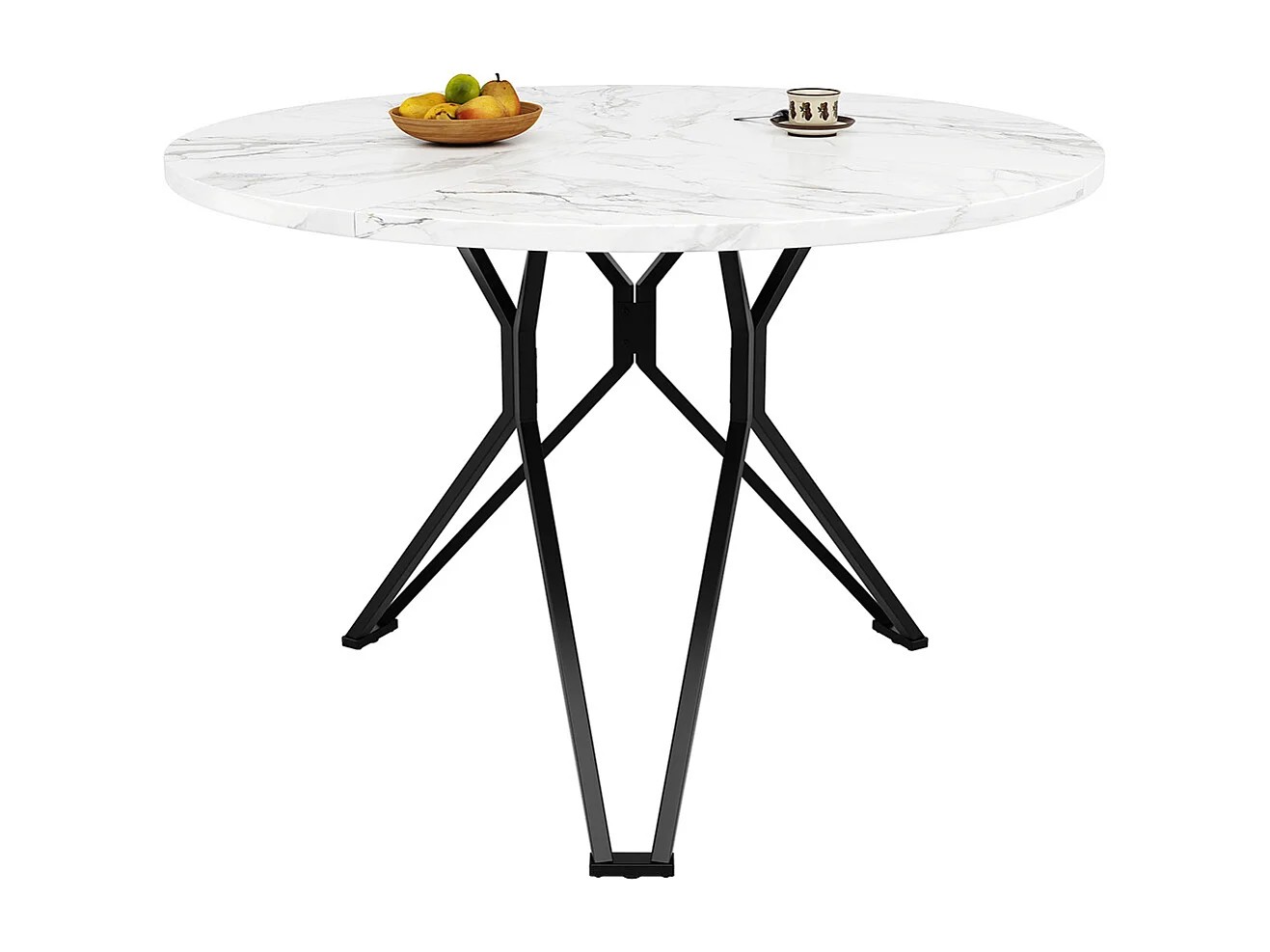 Ensemble table à manger 5 pièces 4 chaises moderne table ronde 100cm pieds noir plateau marbre MDF chaises velours gris