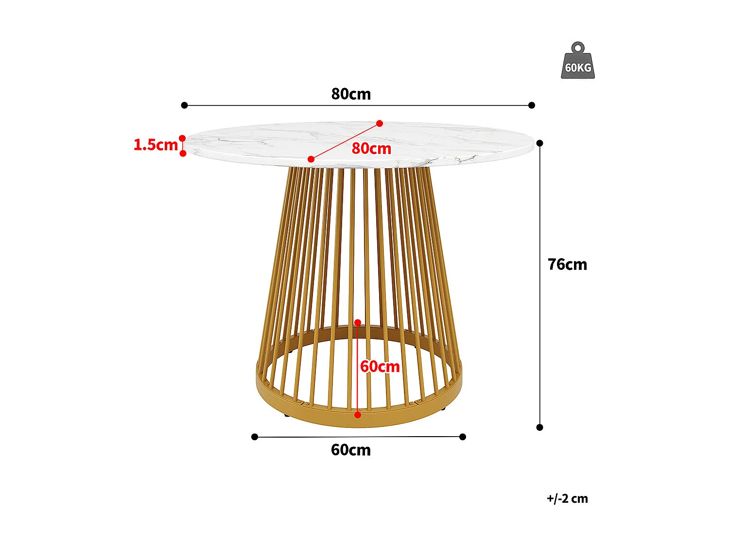 Ensemble salle à manger 5 pièces 4 chaises moderne table ronde 80cm pieds dorés plateau MDF blanc chaises velours gris foncé