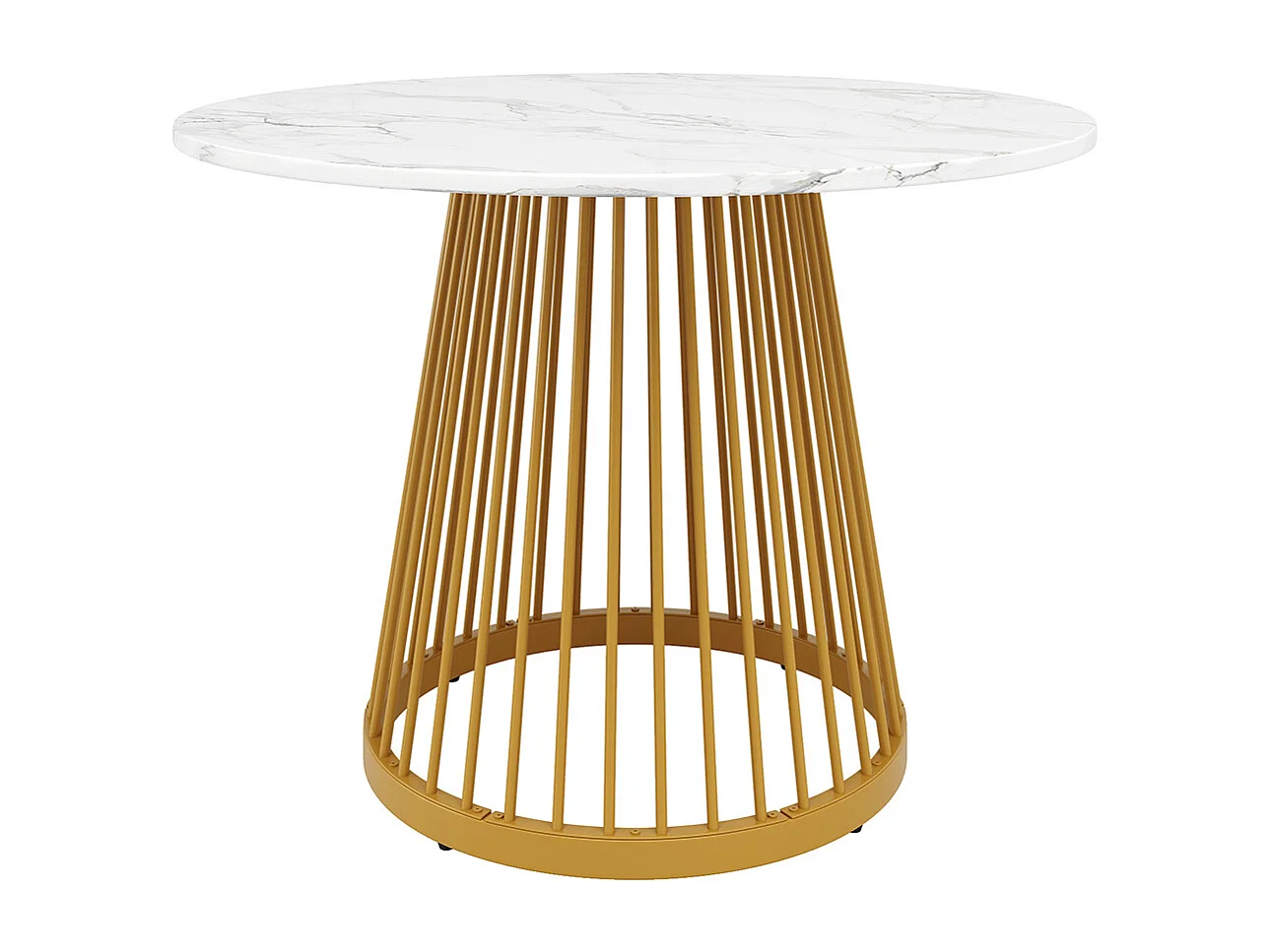 Ensemble salle à manger 5 pièces 4 chaises moderne table ronde 80cm pieds dorés plateau MDF blanc chaises velours gris foncé