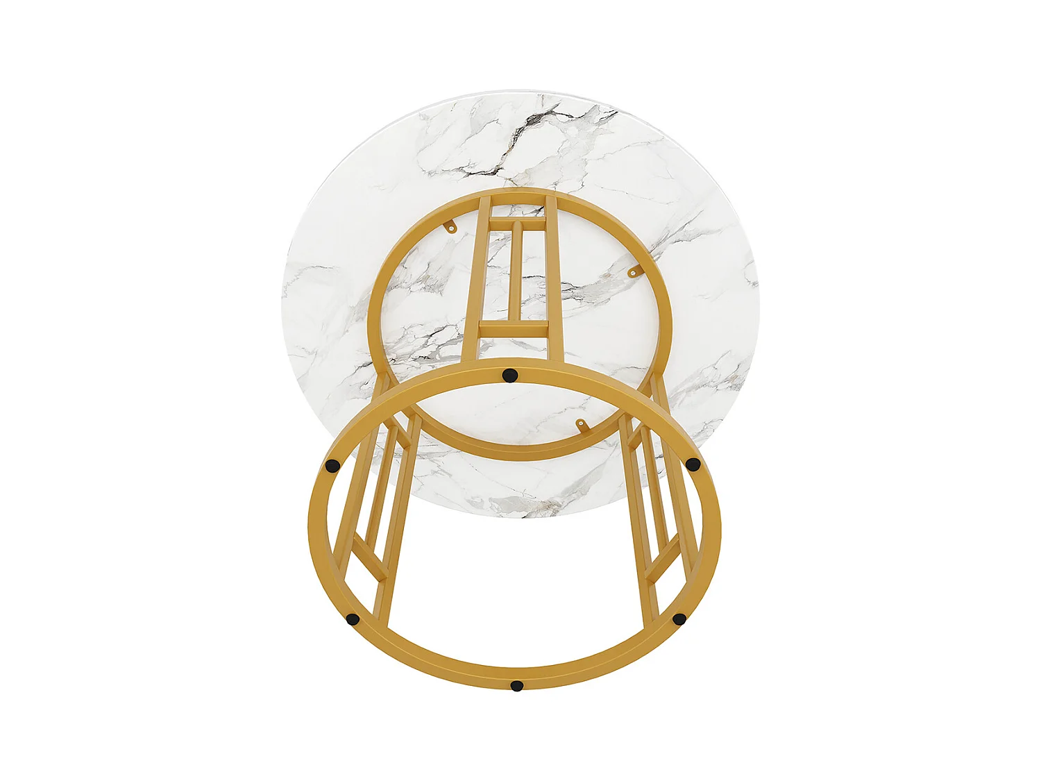 Ensemble table à manger 5 pièces 4 chaises moderne table ronde 80cm pieds dorés plateau marbré chaises velours gris