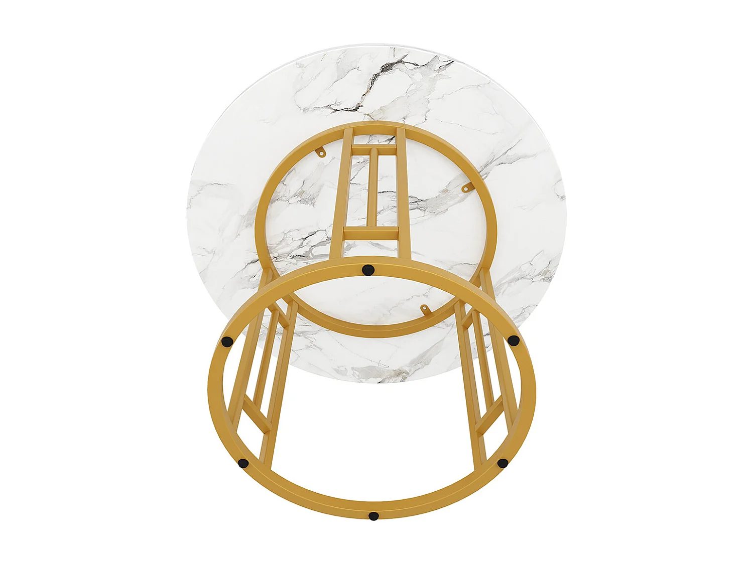 Ensemble table à manger 5 pièces 4 chaises moderne table ronde 80cm pieds dorés plateau marbré chaises velours gris