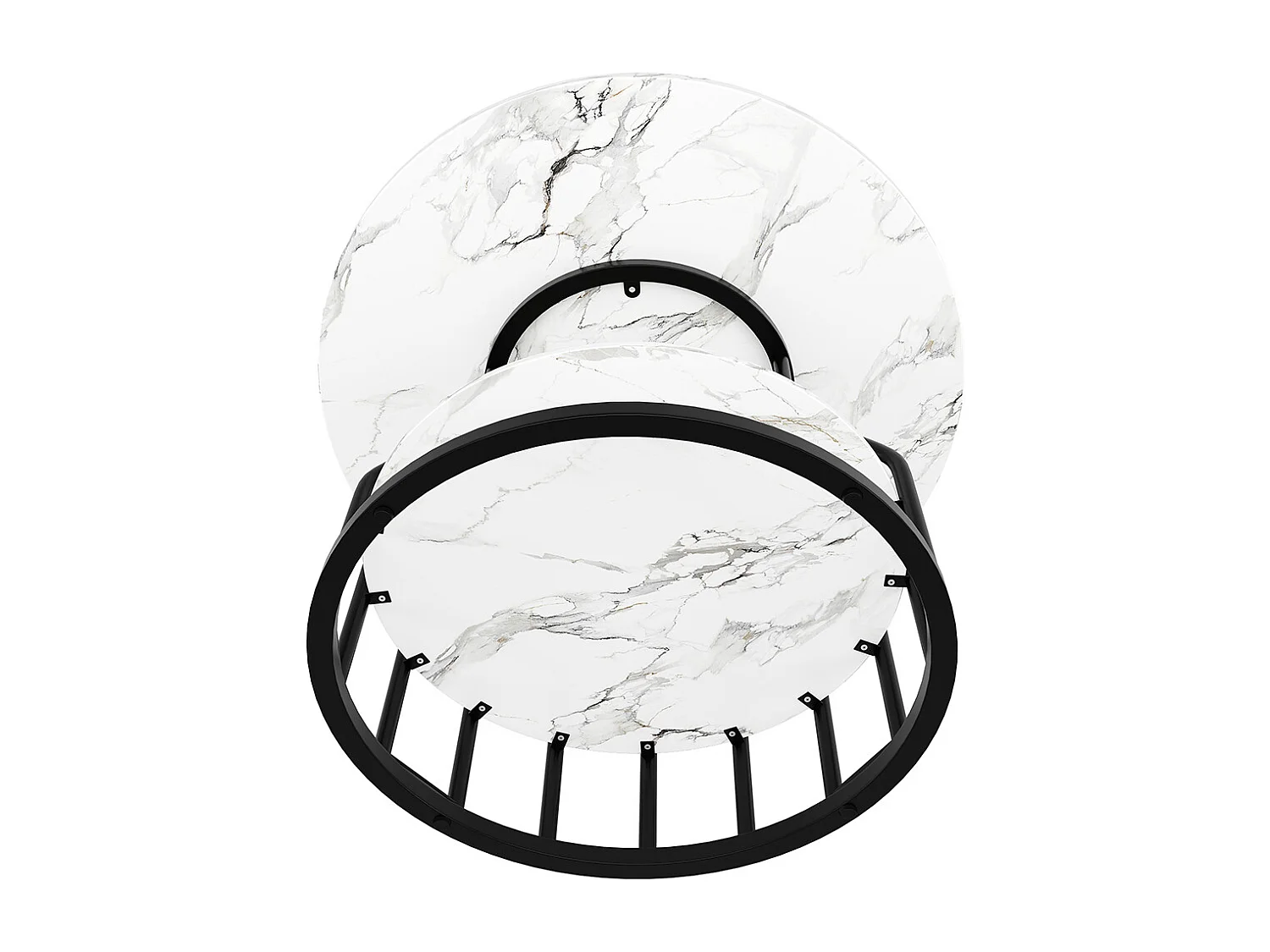 Ensemble table à manger 5 pièces 4 chaises moderne table ronde 80cm pieds noir plateau marbré chaises velours gris