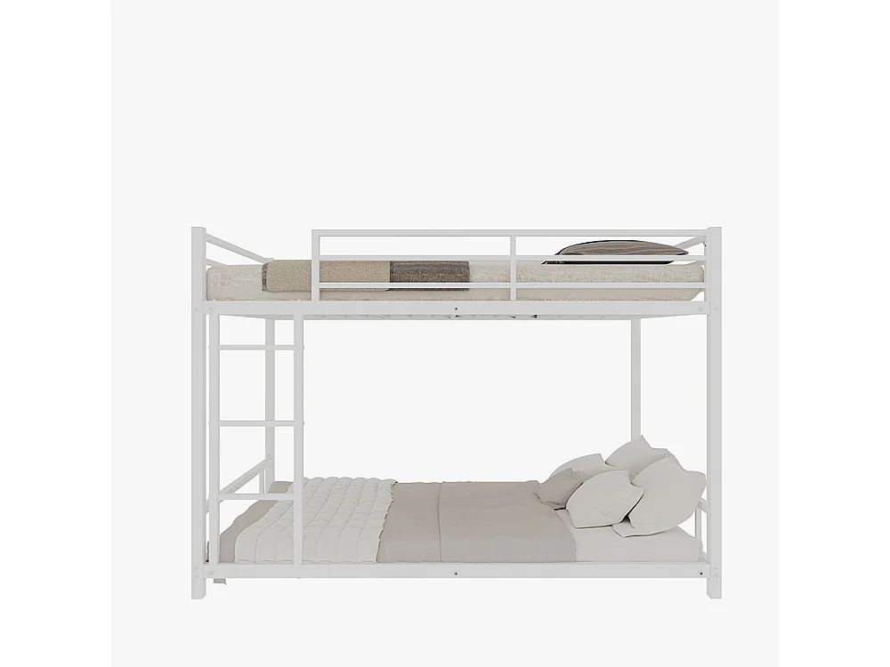 Lit superposé 90x190 métal 2 lits simples robuste stable silencieux garde-corps blanc