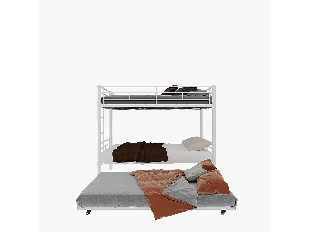 Lit superposé 90x190 Twin sur Twin métal robuste stable silencieux garde-corps blanc