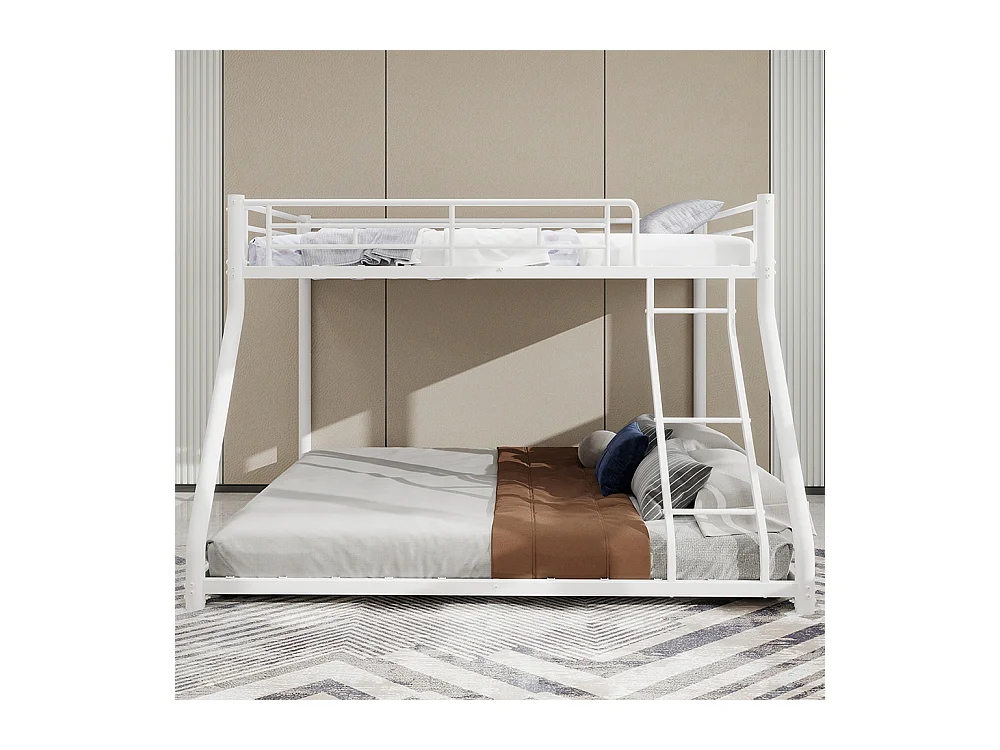 Lit superposé 90x190 métallique Twin sur Full robuste échelle garde-corps silencieux adolescents adultes blanc