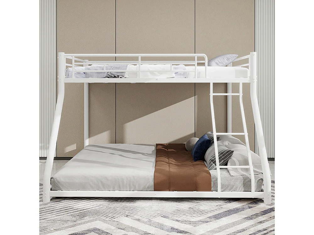 Lit superposé 90x190 métallique Twin sur Full robuste échelle garde-corps silencieux adolescents adultes blanc