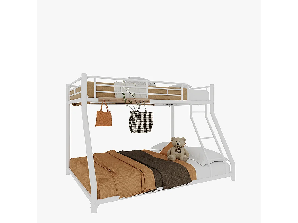 Lit superposé 90x190 métallique Twin sur Full robuste échelle garde-corps silencieux adolescents adultes blanc