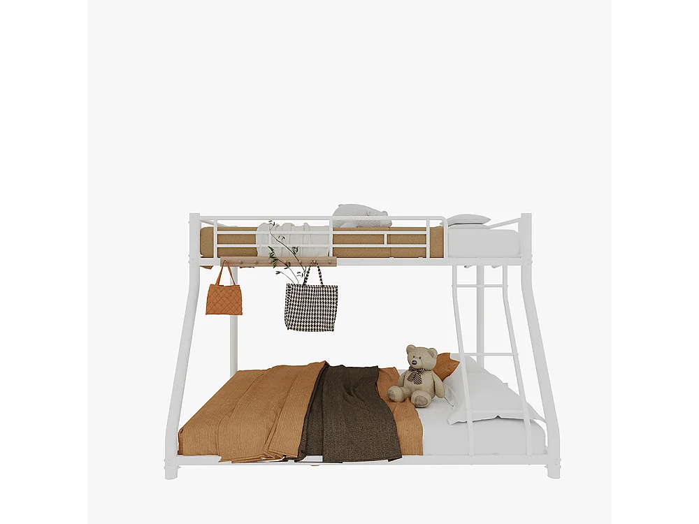 Lit superposé 90x190 métallique Twin sur Full robuste échelle garde-corps silencieux adolescents adultes blanc