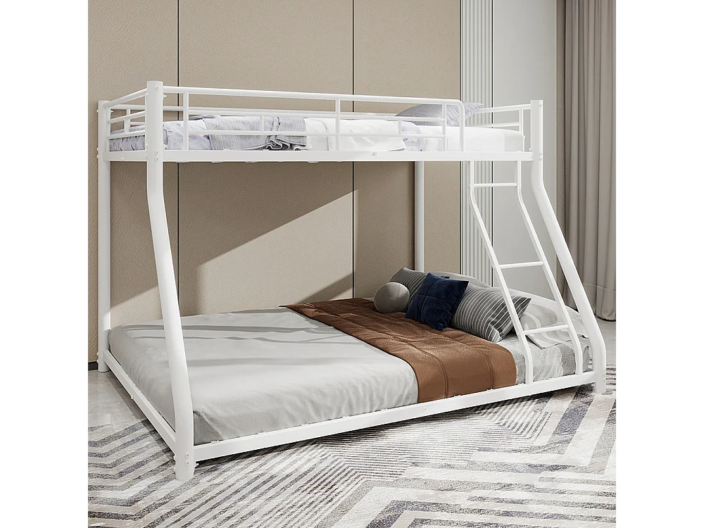 Lit superposé 90x190 métallique Twin sur Full robuste échelle garde-corps silencieux adolescents adultes blanc