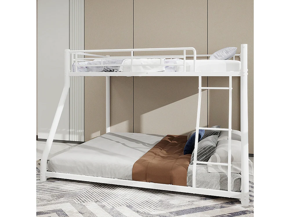 Lit superposé 90x190 métallique Twin sur Full robuste échelle garde-corps silencieux adolescents adultes blanc