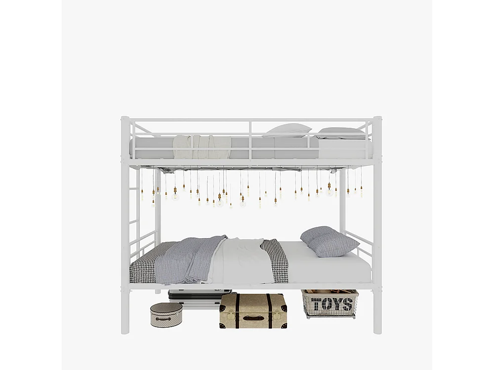 Lit superposé 90x190 métal Twin sur Twin enfants garçons filles convertible 2 lits structure échelle garde-corps blanc