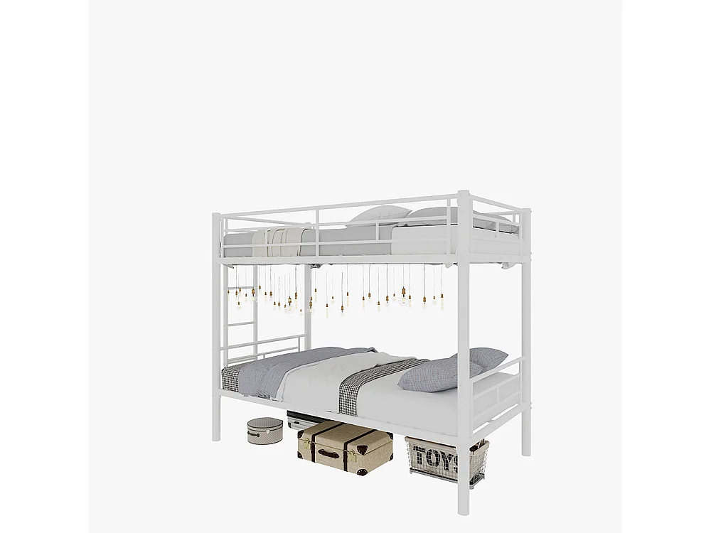 Lit superposé 90x190 métal Twin sur Twin enfants garçons filles convertible 2 lits structure échelle garde-corps blanc