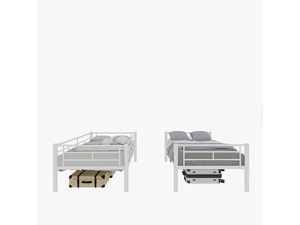 Lit superposé 90x190 métal Twin sur Twin enfants garçons filles convertible 2 lits structure échelle garde-corps blanc