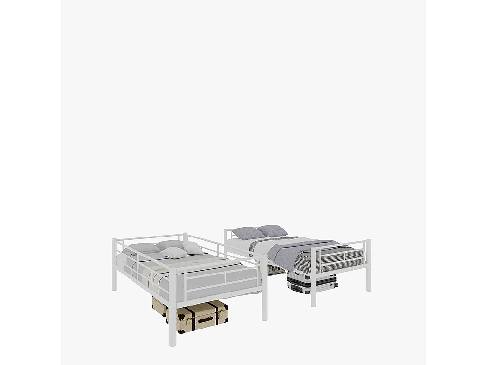 Lit superposé 90x190 métal Twin sur Twin enfants garçons filles convertible 2 lits structure échelle garde-corps blanc